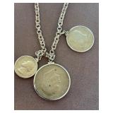 1976 Coin Pendants on Sterling Necklace