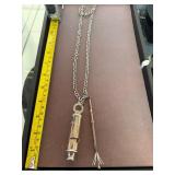 Sterling Drink Stirrer & Whistle on Necklace