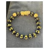 Oriental Feng Shui Black Obsidian Dog Bracelet