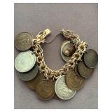 Gold Filled Bracelet with Antique Coins