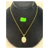 14K Gold Necklace with Large Opal Pendant