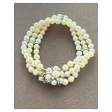 14K White Gold with Pearl and Diamond Bracelet