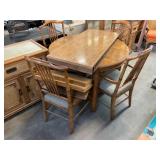Drexel Bamboo Style Dining Table Leaves & 4 Chairs