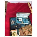 Tray Lot with Coins and Vintage Jewelry