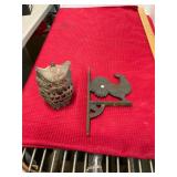 Cast Iron Owl and Rooster