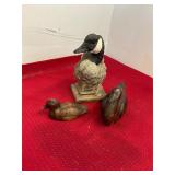 2 Wooden and 1 Resin Miniature Decoys