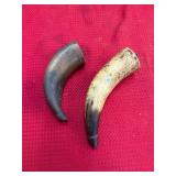 2 Small Antique Powder Horns