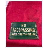 Vintage No Trespassing Tin Sign