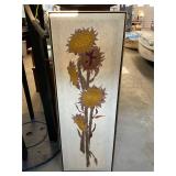 Vintage Flower Needle Point Wall Hanging