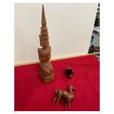 Oriental Carved Wood Figurines Lot