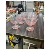 Set of 6 Pink Depression Glass Sherbet Dishes