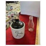 2 Milk Bottles & Pottery Cookie