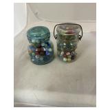 Antique Marbles in Mason Jars