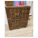 Large Antique Oak Library Card Catalog Cabinet