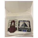 Two Stained Glass Nautical Decor Pieces