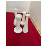 4 Milk Glass Vases