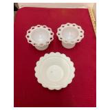 3 Milk Glass Pieces