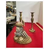 Brass Candle Holders & Nautical Decor