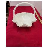 Milk Glass Hobnail Basket