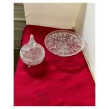 Crystal Cake Pedestal and Candy Dish Lot