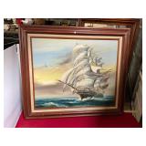 Oil on Canvas Painting Sailboat