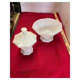 2 Piece Milk Glass Lot