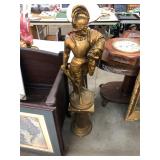 Vintage Gold Knight and Pedestal