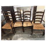4 Antique Rush Chairs