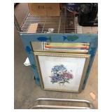 Painted Fish Mirror and Flower Wall Hanging