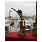 Beautiful Dove Tree with 3 Carved Doves