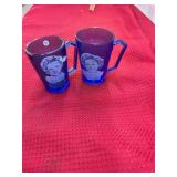 2 Vintage Cobalt Blue Shirley Temple Cups