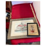 Local Lighthouse Print and Needlepoint Lot