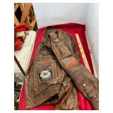 Leather Tyson Jacket with Military Patches
