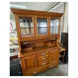 Oak China Cabinet with Roll Section
