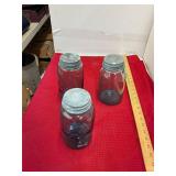 3 Antique Blue Mason Jars