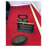2 Antique Irons and Cast Iron Bacon Press
