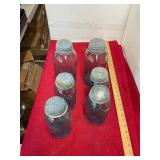 6 Antique Blue MAson Jars