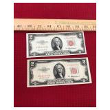 2 Red Seal $2 Bill Notes