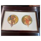 Mucha Print Blonde and Brunette Art Noveau Style
