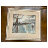 Signed Windmill Painting
