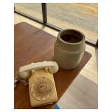 Vintage Rotary Phone and Antique Crock