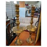 Pair of Tall Vintage Brass Candlesticks