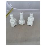 3 Vintage White Pie Birds