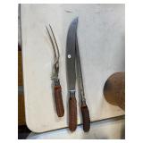 Antique Stag Handle Sterling Ring Carving Set