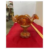 Carnival Glass 2 Piece Punch Bowl