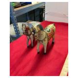 2 Wooden Antique Rajasthani Indian Wedding Horses