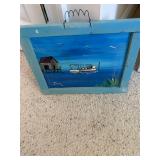 Joan Signed Painting on Glass Workboat 14x17