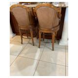 Pair of Bar Stools with Brass Foot Rest