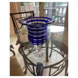Cut to Clear Cobalt Crystal Vase