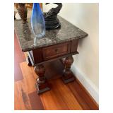 Faux Stone Top Drawer End Table